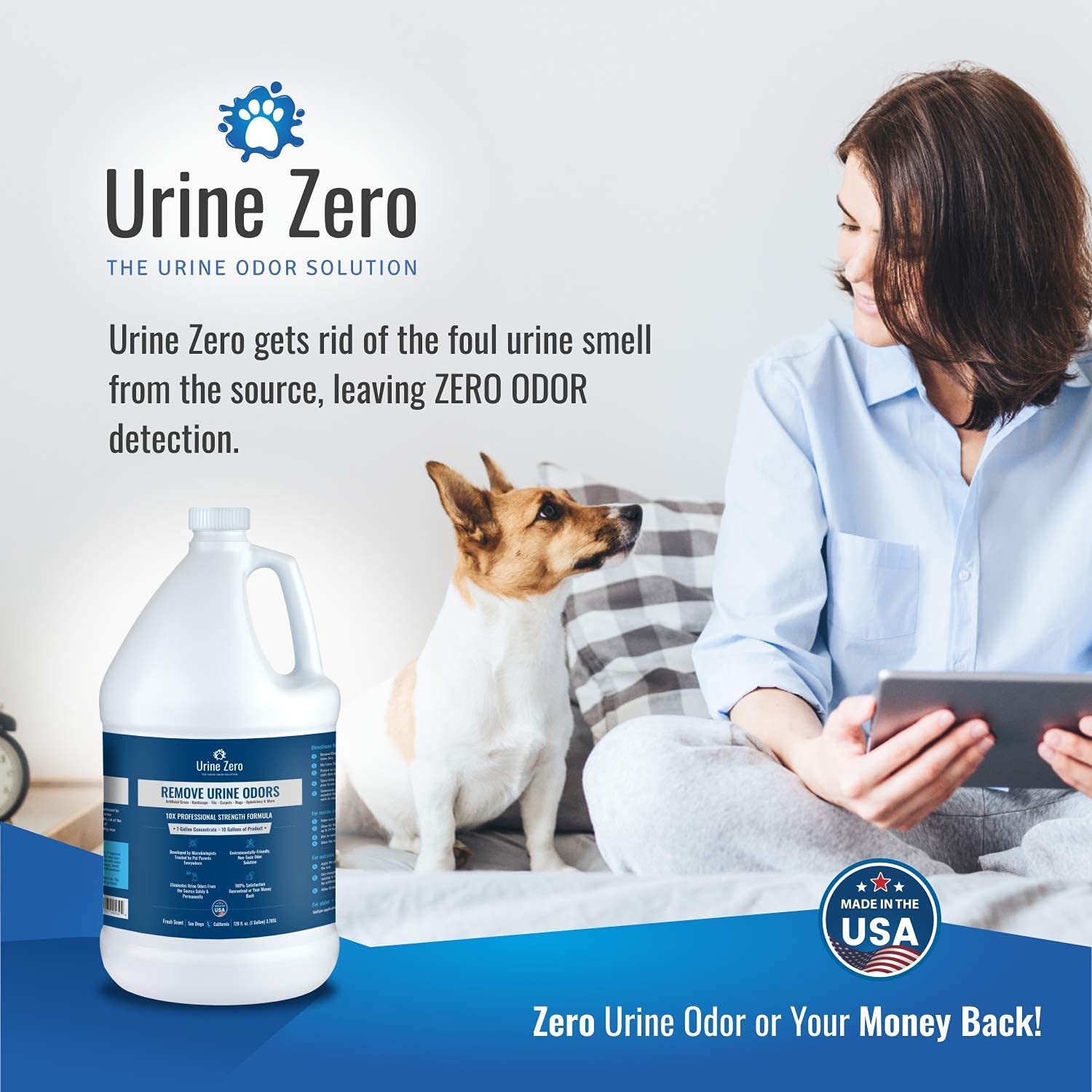 1 Gallon Ready-to-Use | Pet Odor Eliminator | Powerful Bio-Enzyme Cleaner for Dog & Cat Urine Smell on Artificial Grass, Carpet, Tile, Rugs & More | Pet & Kid Safe