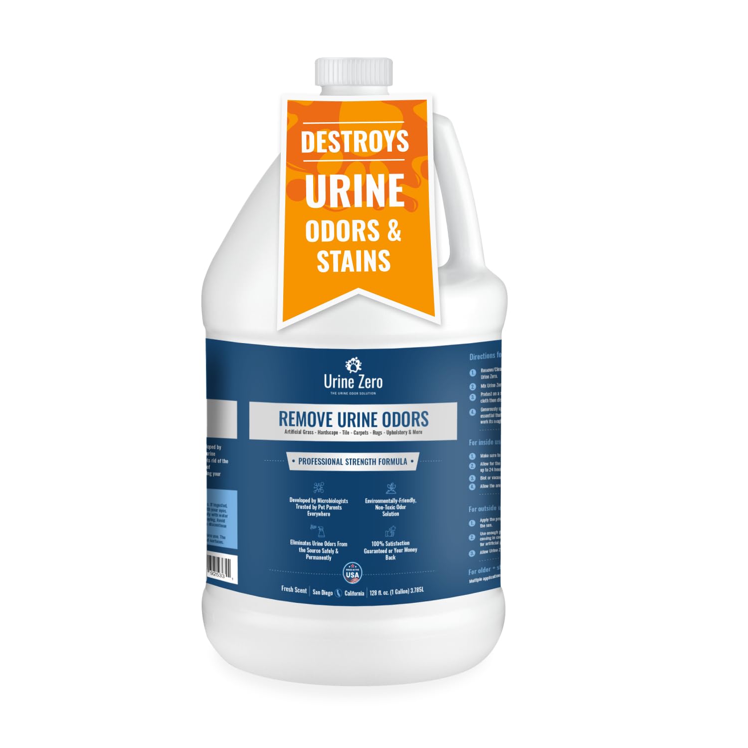 1 Gallon Ready-to-Use | Pet Odor Eliminator | Powerful Bio-Enzyme Cleaner for Dog & Cat Urine Smell on Artificial Grass, Carpet, Tile, Rugs & More | Pet & Kid Safe