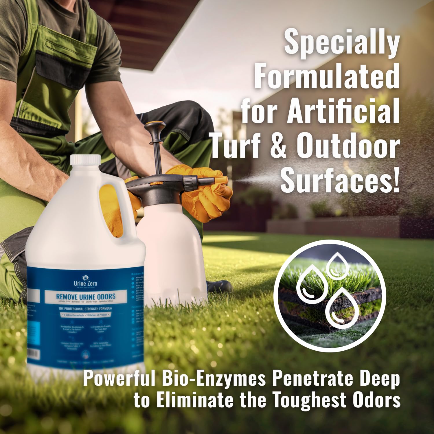 1 Gallon Ready-to-Use | Pet Odor Eliminator | Powerful Bio-Enzyme Cleaner for Dog & Cat Urine Smell on Artificial Grass, Carpet, Tile, Rugs & More | Pet & Kid Safe