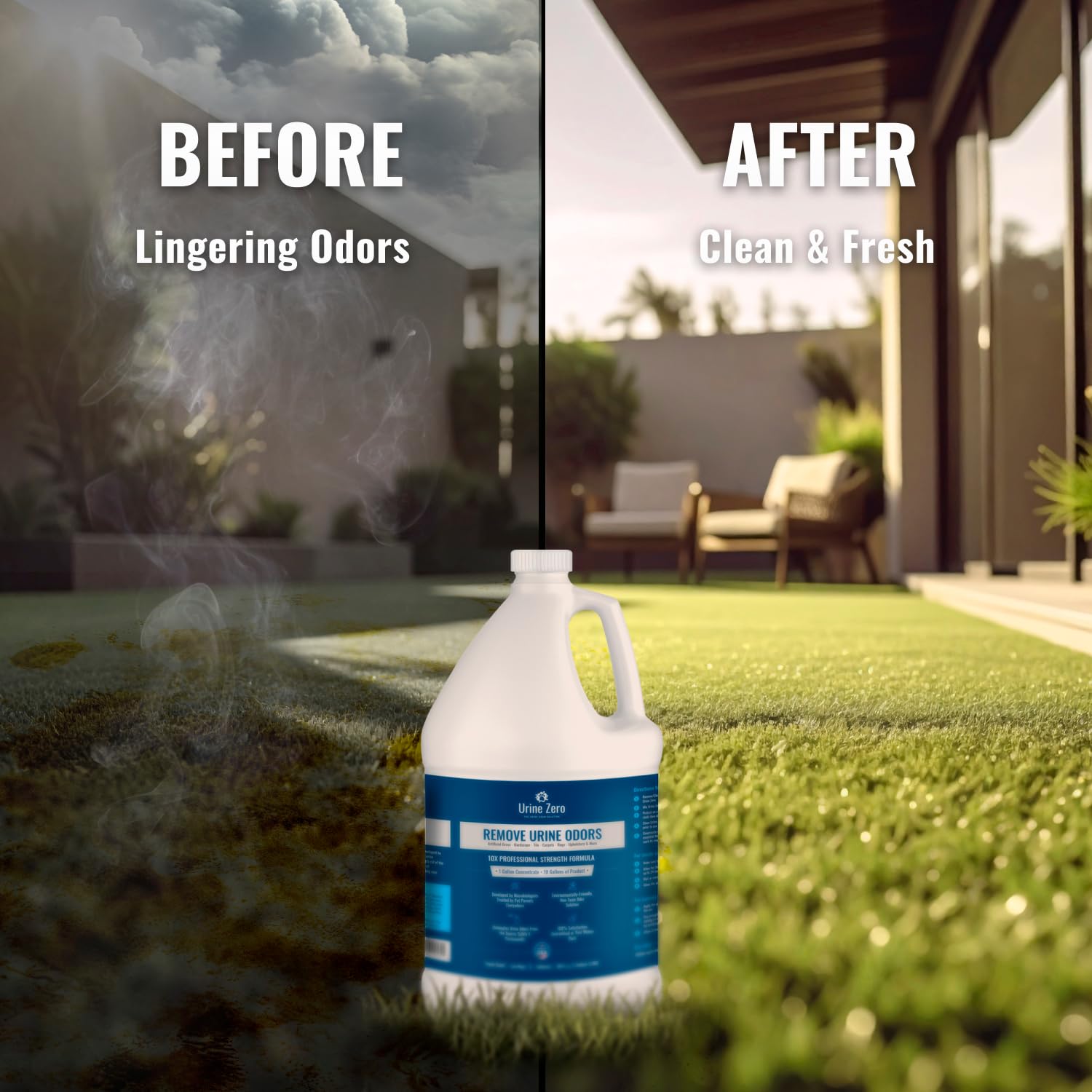 1 Gallon Ready-to-Use | Pet Odor Eliminator | Powerful Bio-Enzyme Cleaner for Dog & Cat Urine Smell on Artificial Grass, Carpet, Tile, Rugs & More | Pet & Kid Safe